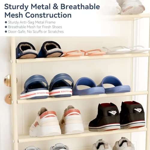 Whitmor 36 Pair Over the Door Shoe Rack 183cm (74") H x 55cm (21.7") W x 19cm (7.5") D | Stores 36 Pairs of Shoes thumbnail 5