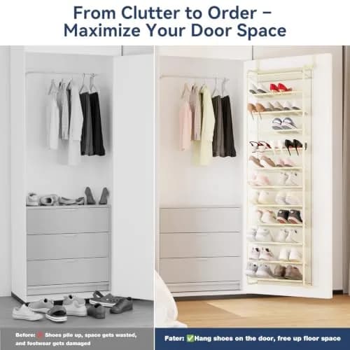 Whitmor 36 Pair Over the Door Shoe Rack 183cm (74") H x 55cm (21.7") W x 19cm (7.5") D | Stores 36 Pairs of Shoes thumbnail 6