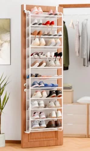 Whitmor 12-Tier Over the Door Shoe Rack, 74" H x 21.7" W x 7.5" D | Holds 36 Pairs of Shoes thumbnail 1