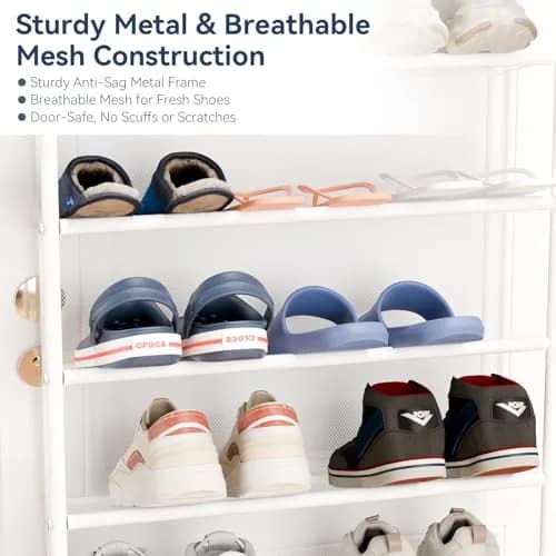 Whitmor 12-Tier Over the Door Shoe Rack, 74" H x 21.7" W x 7.5" D | Holds 36 Pairs of Shoes thumbnail 5