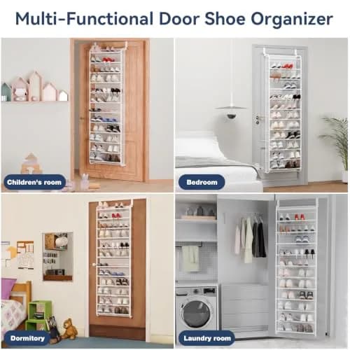 Whitmor 12-Tier Over the Door Shoe Rack, 74" H x 21.7" W x 7.5" D | Holds 36 Pairs of Shoes thumbnail 7