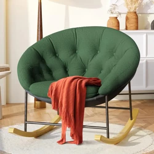 Kidirect Wide Nursery Rocking Chair with Removable Cushion | Comfy Saucer Design for Breastfeeding & Relaxing (Green) thumbnail 1