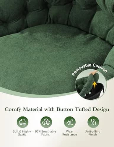 Kidirect Wide Nursery Rocking Chair with Removable Cushion | Comfy Saucer Design for Breastfeeding & Relaxing (Green) thumbnail 6