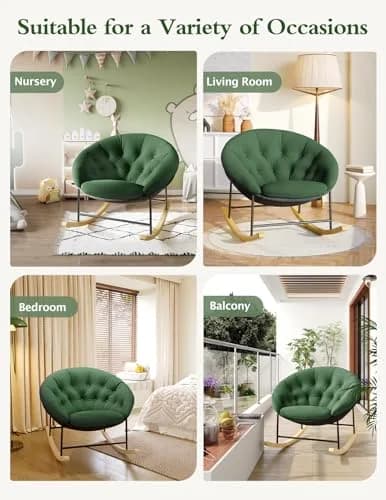 Kidirect Wide Nursery Rocking Chair with Removable Cushion | Comfy Saucer Design for Breastfeeding & Relaxing (Green) thumbnail 9