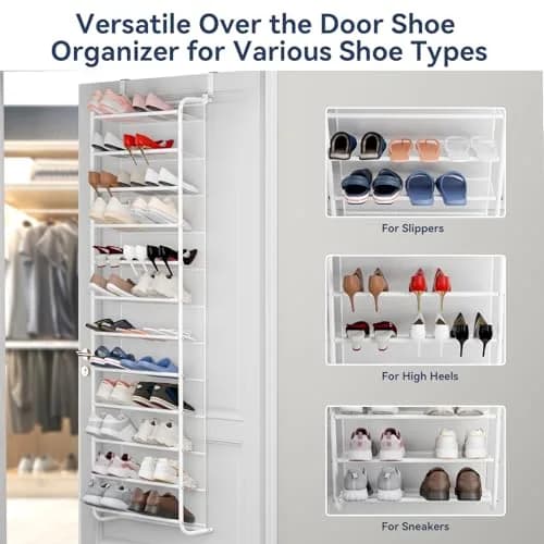 Whitmor 12-Tier Over the Door Shoe Rack 36-Pair Capacity | 183cm H x 55cm W x 19cm D thumbnail 4