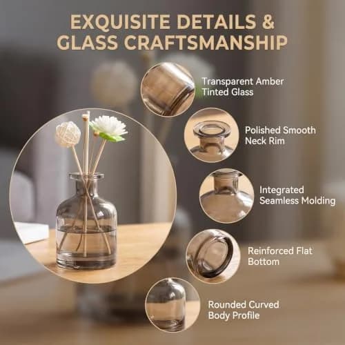 NARAMAX Aromatherapy Diffuser Amber 150ml | Refillable Glass Bottle for Relaxing Fragrance thumbnail 4