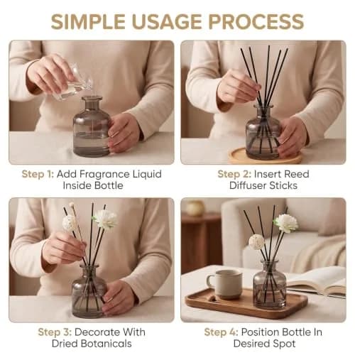NARAMAX Aromatherapy Diffuser Amber 150ml | Refillable Glass Bottle for Relaxing Fragrance thumbnail 3