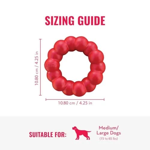 KONG Ring - Natural Rubber Chew Toy for Medium/Large Dogs | Supports Dental & Instincts thumbnail 3