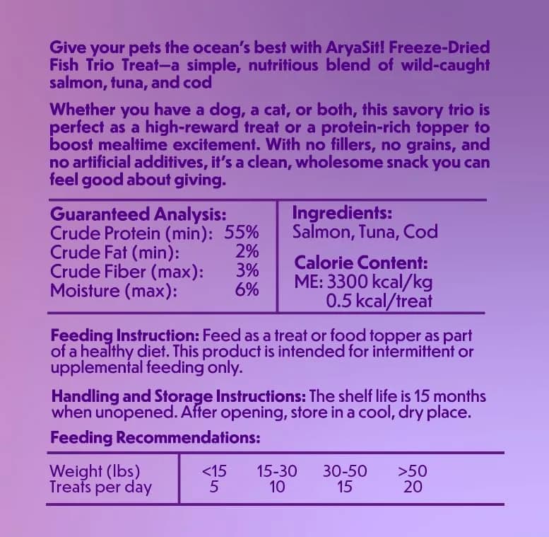 Arya Sit! Freeze-Dried Salmon Food Topper | Single Ingredient, 10 Ounce | Supports Healthy Coat thumbnail 4