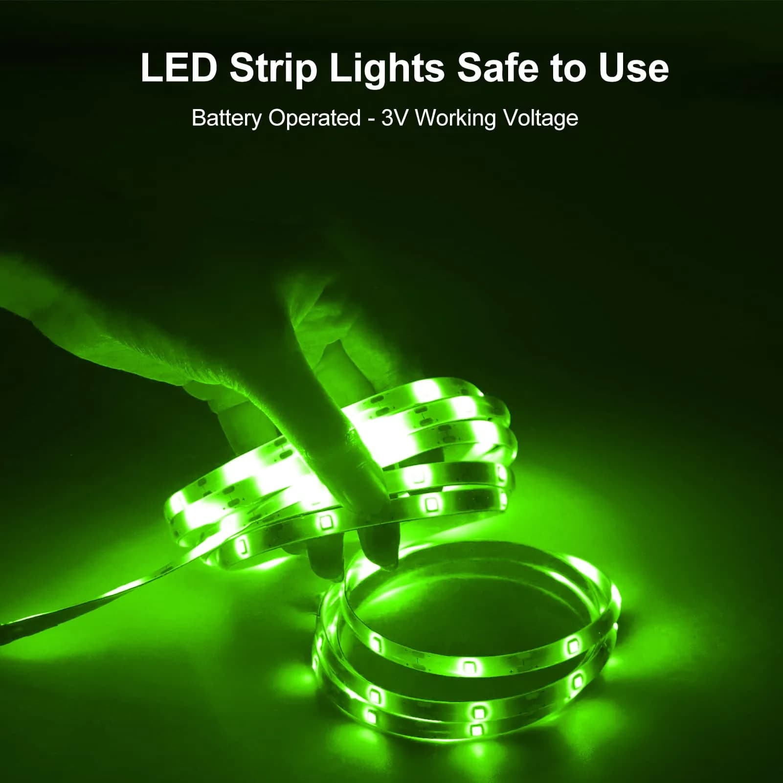 echosari Battery Operated LED Strip Lights White with Remote, 9.8ft (3m) 90LED (Pack of 3) for Decor - view 4
