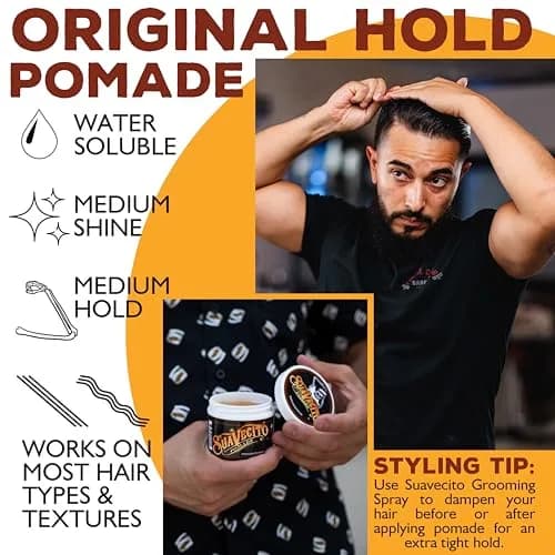 Suavecito Pomade Original Hold 4 oz | Medium Shine, All Hair Types, Water Based, Flake-Free, Easy Wash Out thumbnail 5