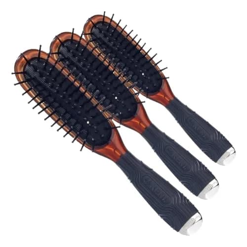 Kent Minihog Detangler Brush Pack of 3 | Anti Static Hair Brush with Rounded Nylon Bristles for All Hair Types thumbnail 1