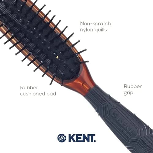 Kent Minihog Detangler Brush Pack of 3 | Anti Static Hair Brush with Rounded Nylon Bristles for All Hair Types thumbnail 5