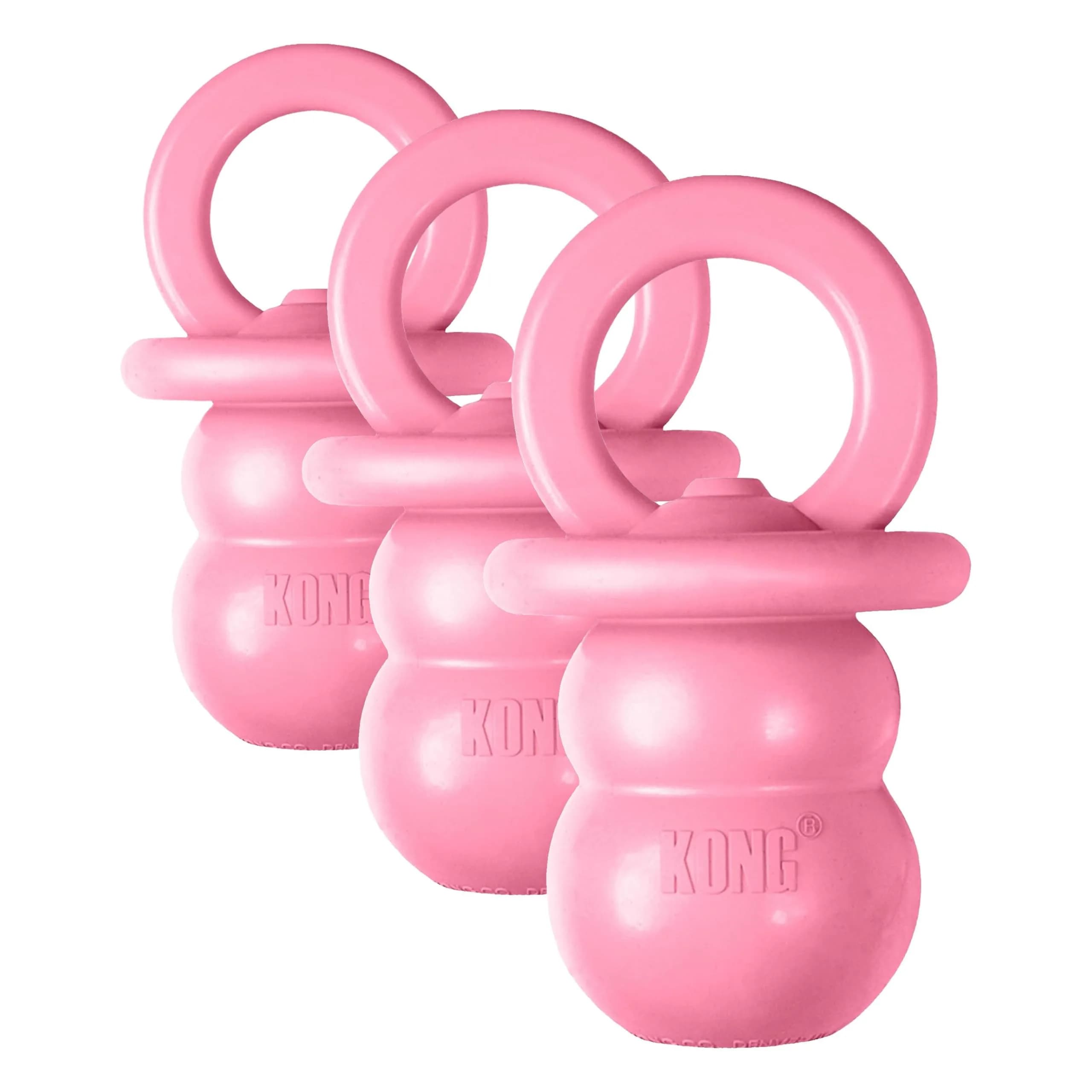 KONG Puppy Binkie - Pacifier Dog Toy for Puppies | Soft Natural Rubber for Teething & Boredom Relief — pink
