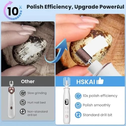 HSKAI Electric Nail File Drill, Toe Nail Grinder for Thick Toenails & Callus, 50-Piece Set | Salon-Quality Home Pedicure thumbnail 2