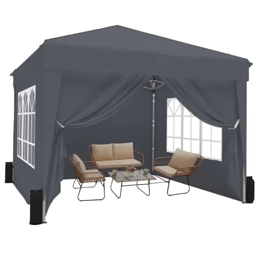 SANWAY 10x10 Pop Up Canopy Tent | Easy One-Person Setup, Waterproof & UV Block | Gray thumbnail 1