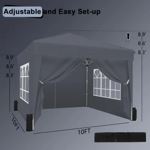 SANWAY 10x10 Pop Up Canopy Tent | Easy One-Person Setup, Waterproof & UV Block | Gray thumbnail 3