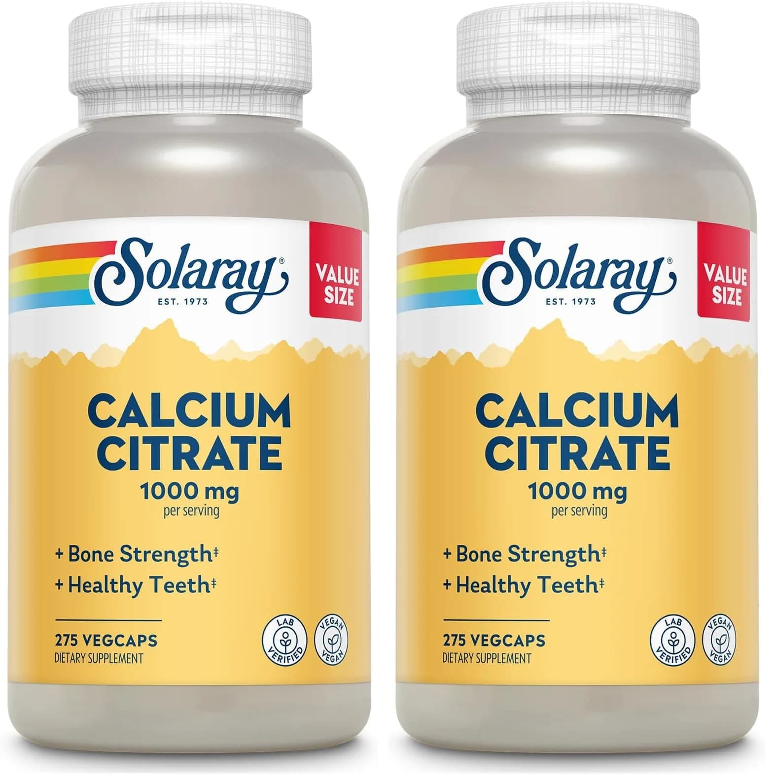 Solaray Calcium Citrate 1000mg Vegan Mineral Supplement 550 Count (275 Count x 2 Pack) | Bone Health Support — Capsule