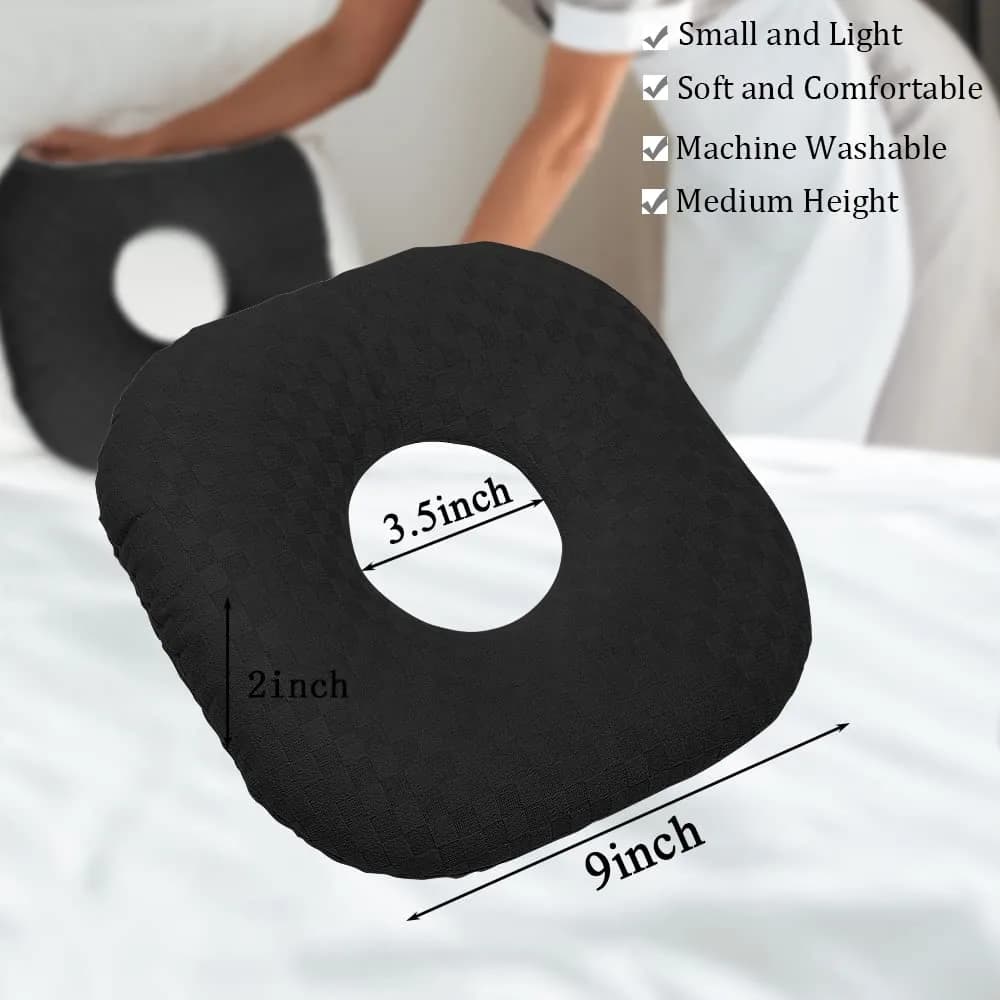 Wuronsa Black Wavy Ear Piercing Pillow with Hole - Comfortable CNH Support for Side Sleepers - view 3