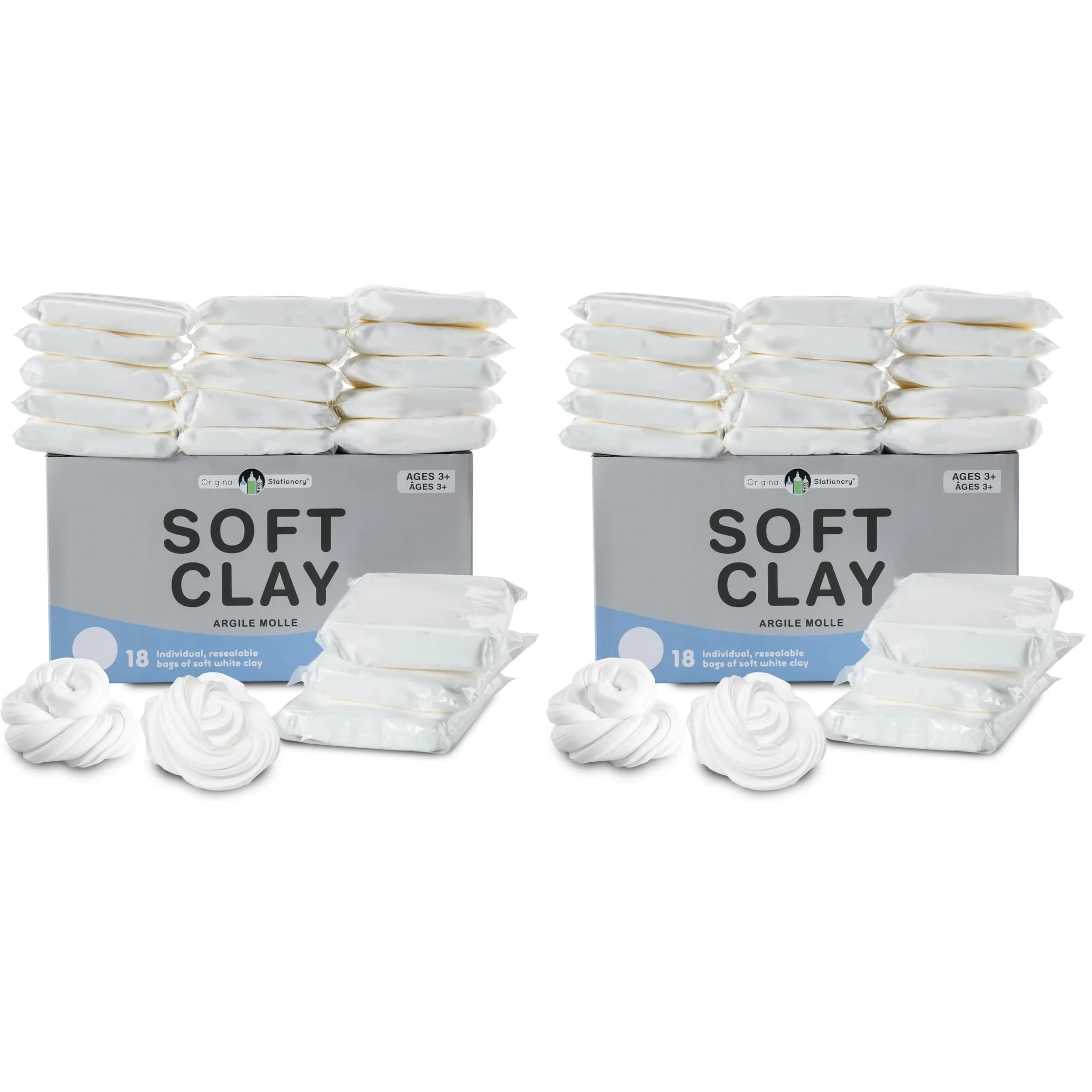Original Stationery Soft Clay Modeling Compound 3.6kg (Pack of 2, White) | Air Dry Cloud Dough & Butter Slime Clay for DIY Slime Kit, Arts & Crafts - main product image