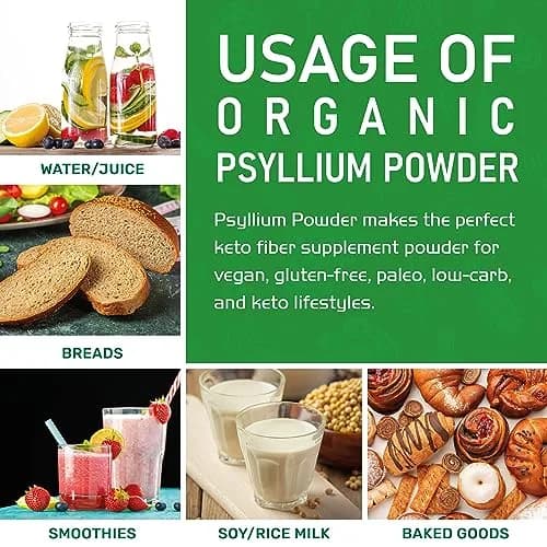 Jiva Organics Psyllium Husk Powder 1.75 LB Pack of 2 | Gluten-Free, Organic, Keto Friendly thumbnail 4