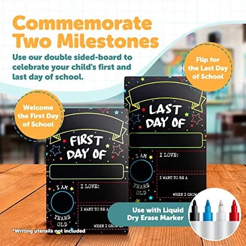 GSM Brands First Day Last Day of School Double Sided Sign 30.5cm (12" x 7.9") | Classic Design for Milestones thumbnail 2
