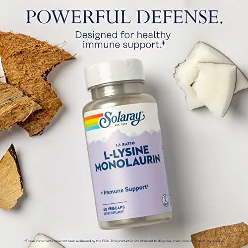 SOLARAY L-Lysine Monolaurin Immune Support Supplement 500 mg Each, 180 VegCaps (Pack of 3) | Immune System Support thumbnail 3