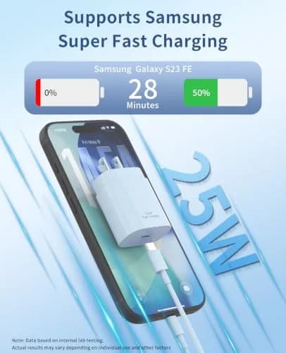 Qntry Type C Charger Fast Charging 25W | 2 Pack, 6FT Cable, Compatible with Samsung, Pixel, iPhone thumbnail 2