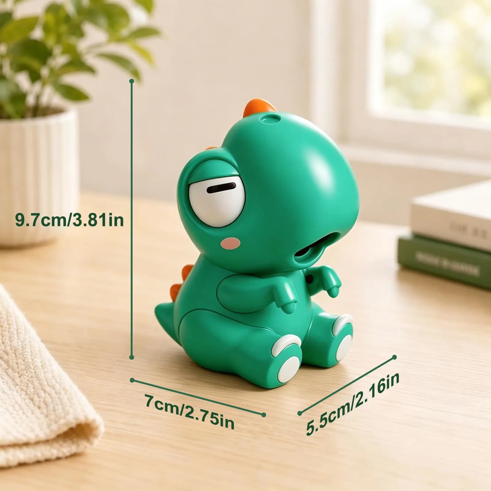 Generic Cute Dinosaur Mini Food Cooling Fan with Clip, USB-C Rechargeable, Green | 1 Unit - view 7