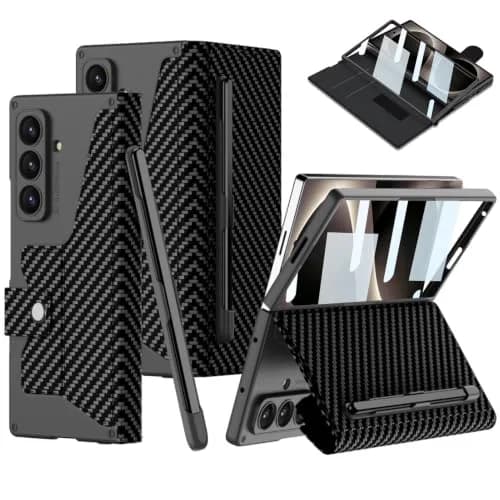 DEMCERT Full Body Armor Case for Samsung Galaxy Z Fold 8 Ultra with Stylus Carbon Fibre | Slim Leather Protection thumbnail 1