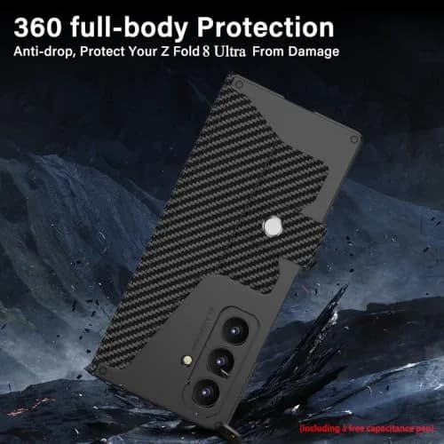 DEMCERT Full Body Armor Case for Samsung Galaxy Z Fold 8 Ultra with Stylus Carbon Fibre | Slim Leather Protection thumbnail 4