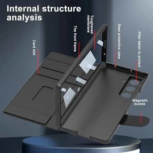 DEMCERT Full Body Armor Case for Samsung Galaxy Z Fold 8 Ultra with Stylus Carbon Fibre | Slim Leather Protection thumbnail 3