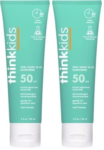 Thinkkids Safe Mineral Sunscreen SPF 50+, 178ml (6 Fl Oz) | Broad Spectrum UVA/UVB Protection for Children thumbnail 1
