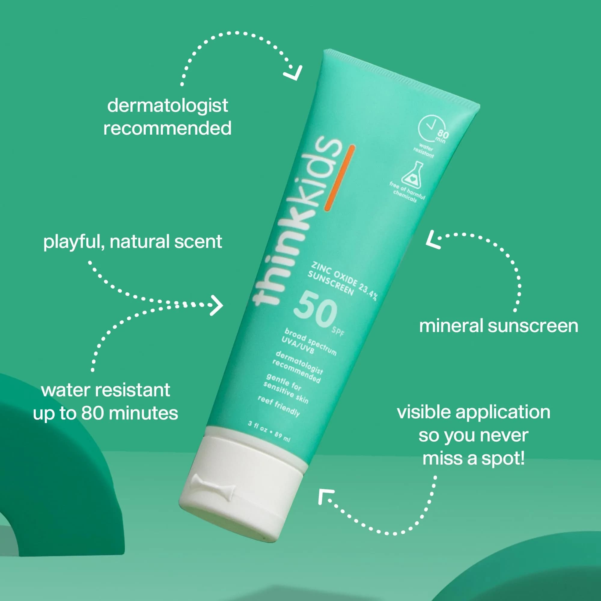 Thinkkids Safe Mineral Sunscreen SPF 50+, 178ml (6 Fl Oz) | Broad Spectrum UVA/UVB Protection for Children - view 3