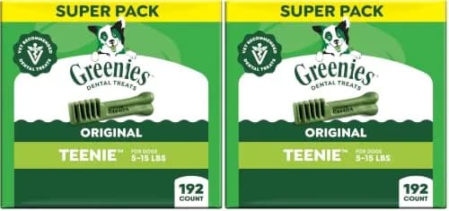 Greenies Teenie Size Original Dental Dog Treats 384 Count (1.52 kg / 3.36 lb) | Veterinarian-Recommended for Small Dogs thumbnail 1