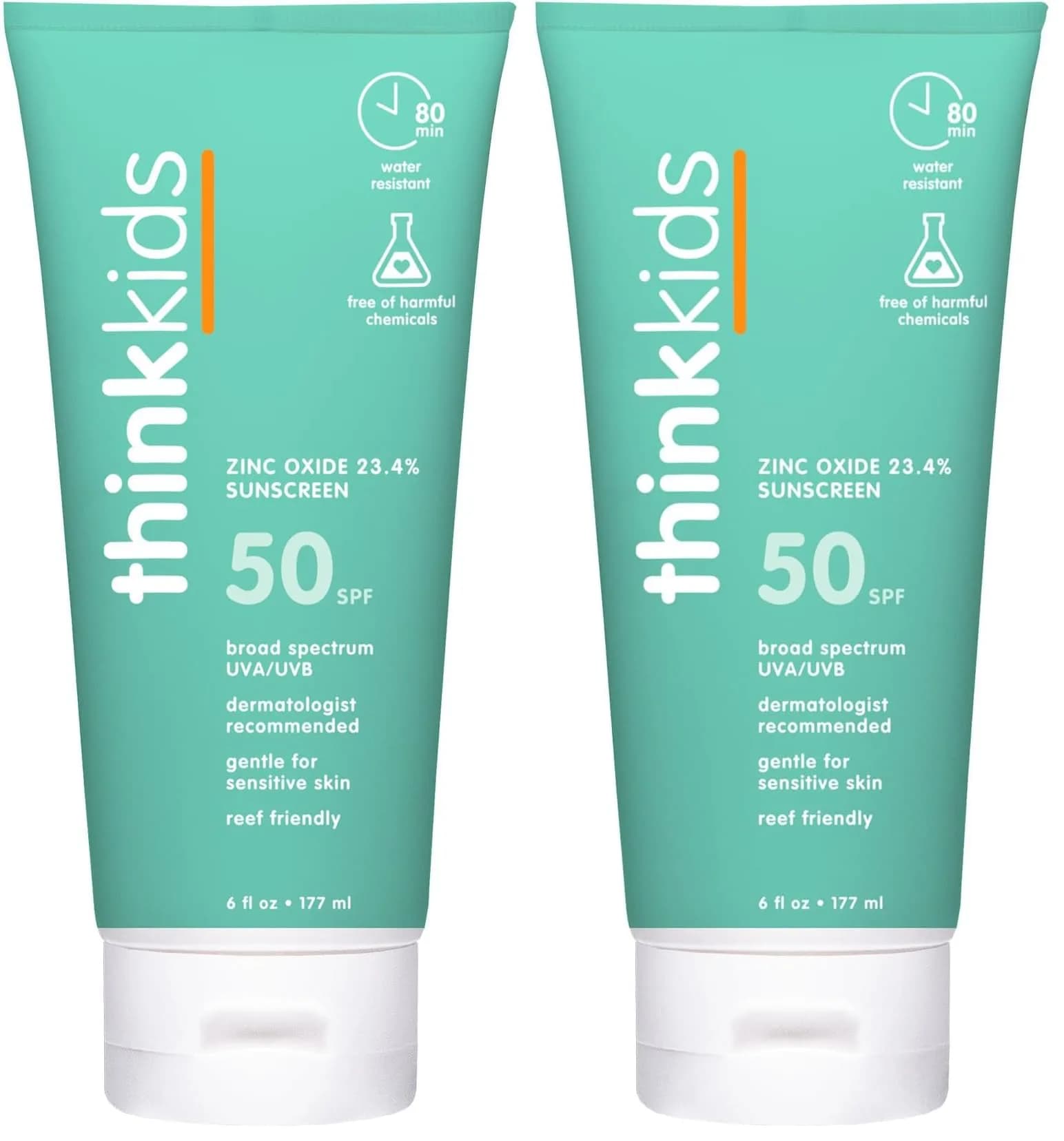 ThinkKids Mineral Sunscreen SPF 50+ 370ml (12 Fl Oz) | Reef Safe, Water Resistant — White