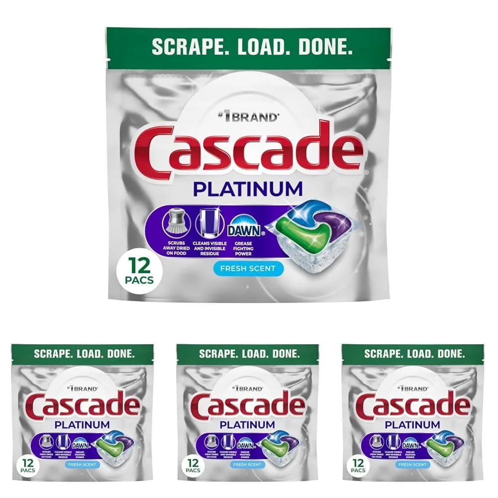 Cascade Platinum Dishwasher Pods Fresh 48 Count (1.88 lb) | Powerful Grease-Cutting Action - main product image