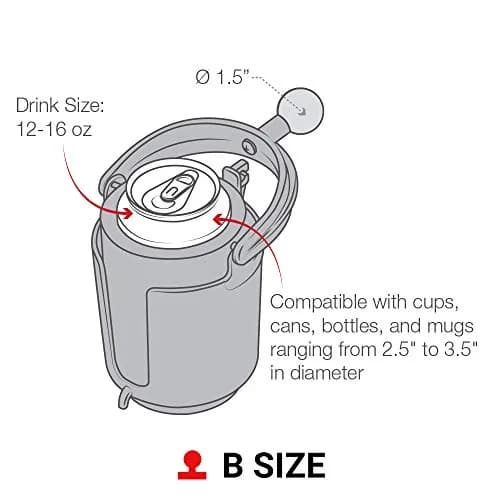 RAM MOUNTS Level Cup Drink Holder with B Size 1" Ball | Self-Leveling, Fits 2.5-3.5" Cans & Bottles, Pack of 4 thumbnail 2