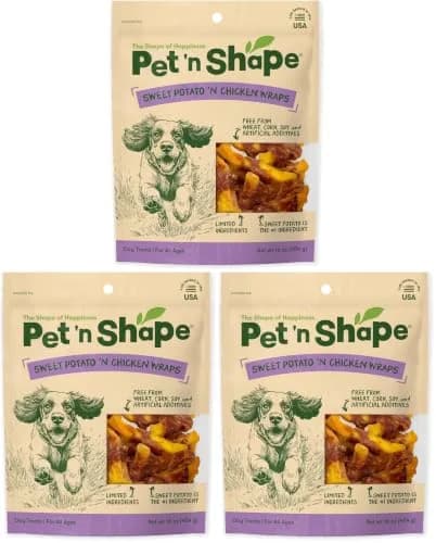 Pet 'n Shape Sweet Potato Chews Jerky Dog Treats 16 Fl Oz (Pack of 3) | All-Natural Chicken & Sweet Potato thumbnail 1