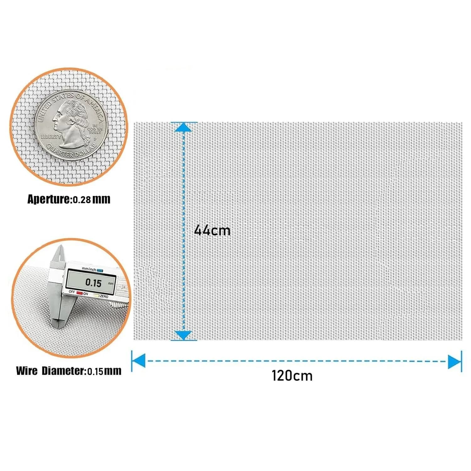 NSKONGDODO 60 Mesh 44x120cm Stainless Steel Woven Wire Filter Screen - view 3