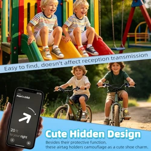 BIQIRE 4-Pack AirTag Holder for Shoes, Cute Waterproof Silicone Case | Hidden Air Tag Tracker for Kids thumbnail 5