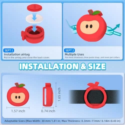 BIQIRE 4-Pack AirTag Holder for Shoes, Cute Waterproof Silicone Case | Hidden Air Tag Tracker for Kids thumbnail 7