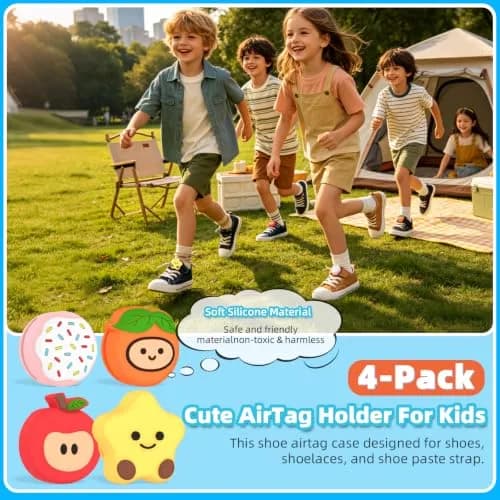 BIQIRE 4-Pack AirTag Holder for Shoes, Cute Waterproof Silicone Case | Hidden Air Tag Tracker for Kids thumbnail 3