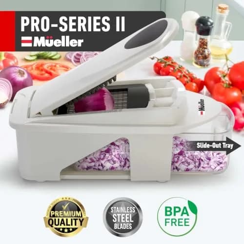 Mueller Pro-Series 12 Blade Vegetable Chopper, Mandoline Slicer and Spiralizer, White/grey 27.7 cm (10.91 in) | Versatile Meal Prep Tool thumbnail 2