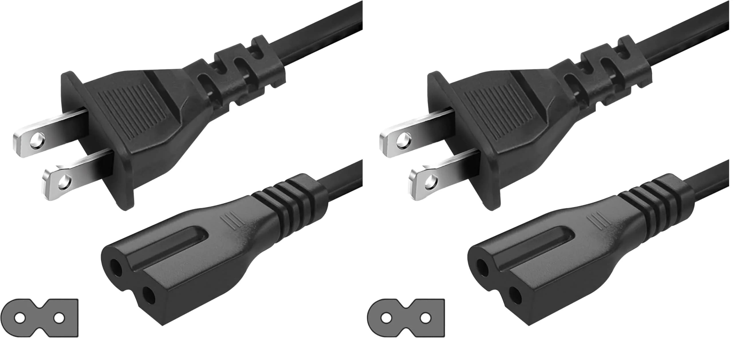 LORDTRONICS 5ft Polarized C7 Power Cord (1.52 m) - Pack of 2 | Replacement AC Cable for Vizio TVs, Bose, Sony PS1/PS2