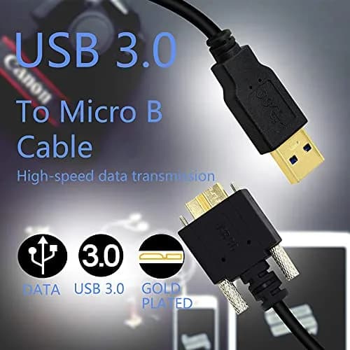 GINTOOYUN 3M USB 3.0 A Male to Micro B Male Cable with Locking Screws for Hard Drive, Smartphone, Tablet and PC (Pack of 2) | 5Gbps Data Speed thumbnail 3