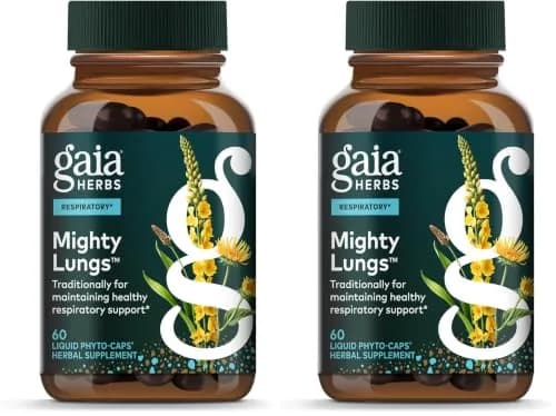 Gaia Herbs Mighty Lungs Vegan Liquid Phyto-Caps 60 Count (Pack of 2) | Respiratory Support Supplement with Herbs Traditionally Used to Help Maintain Respiratory Health thumbnail 1