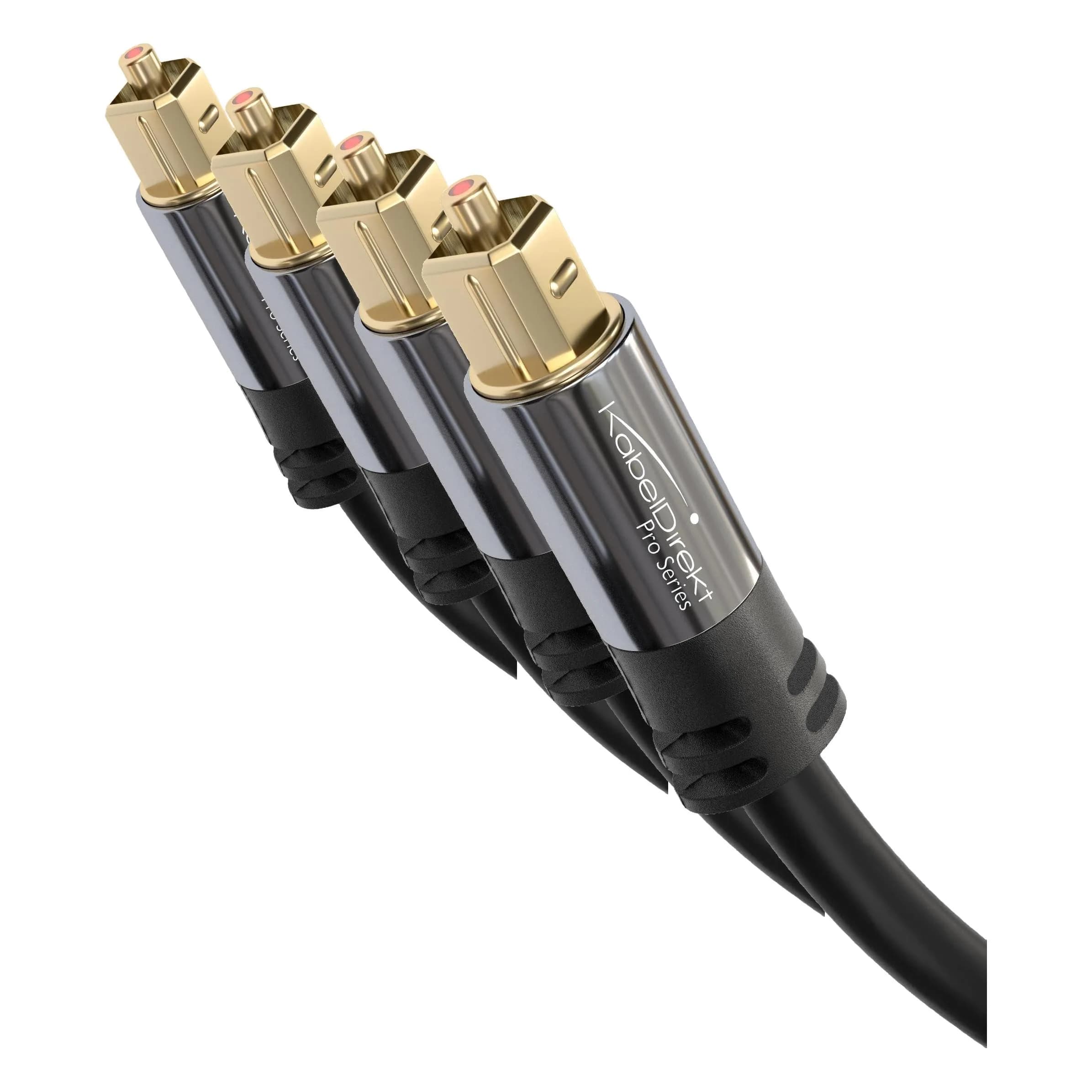KabelDirekt 3 ft Optical Audio Cable (Pack of 4) | S/PDIF Digital Fiber Optic Cord - main product image