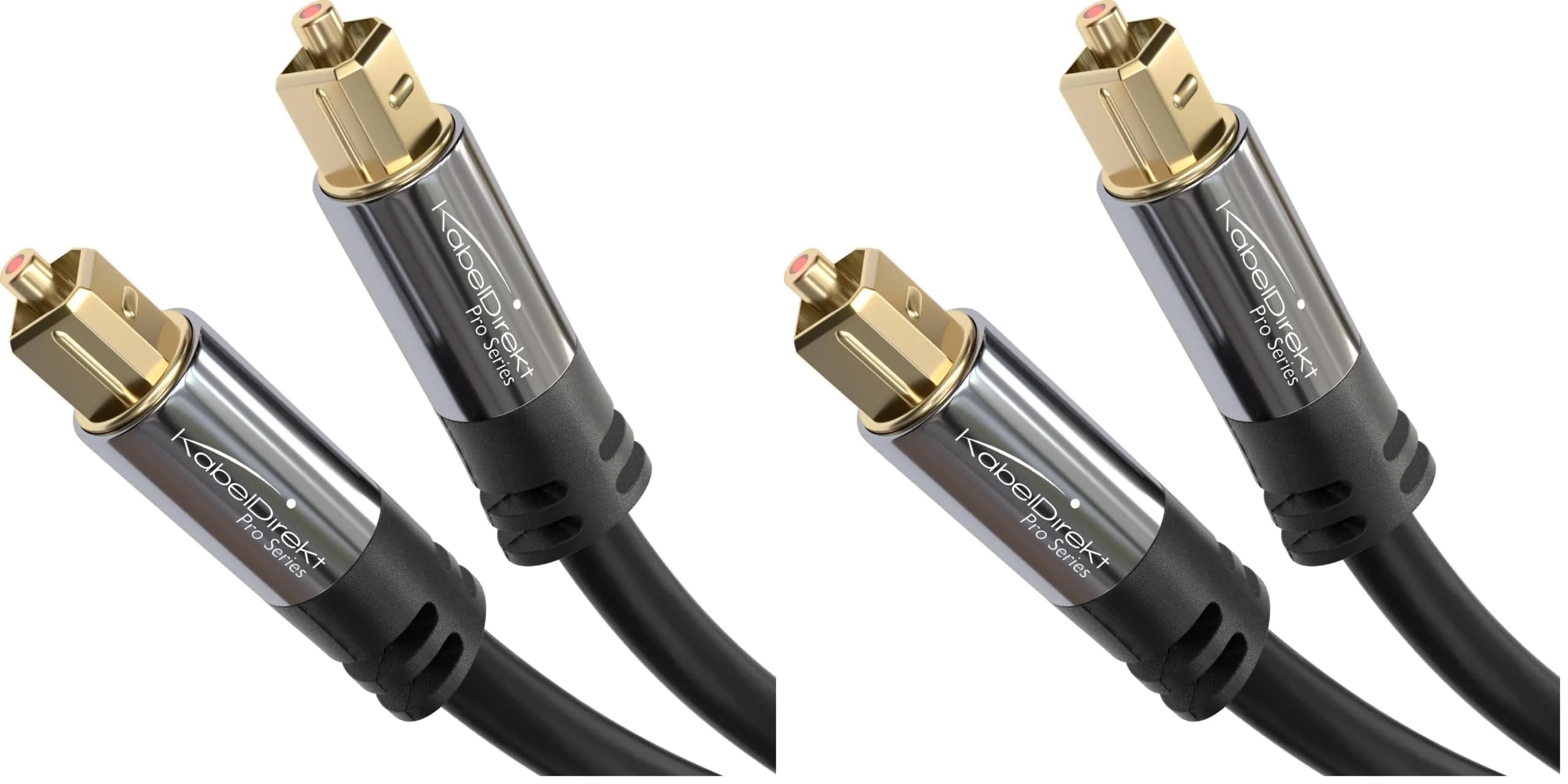 KabelDirekt Optical Audio Cable 15 ft (Pack of 2) | S/PDIF Digital Fiber Optic Cord for Soundbar, Stereo Systems, Home Cinema, Xbox One/PS4 - main product image