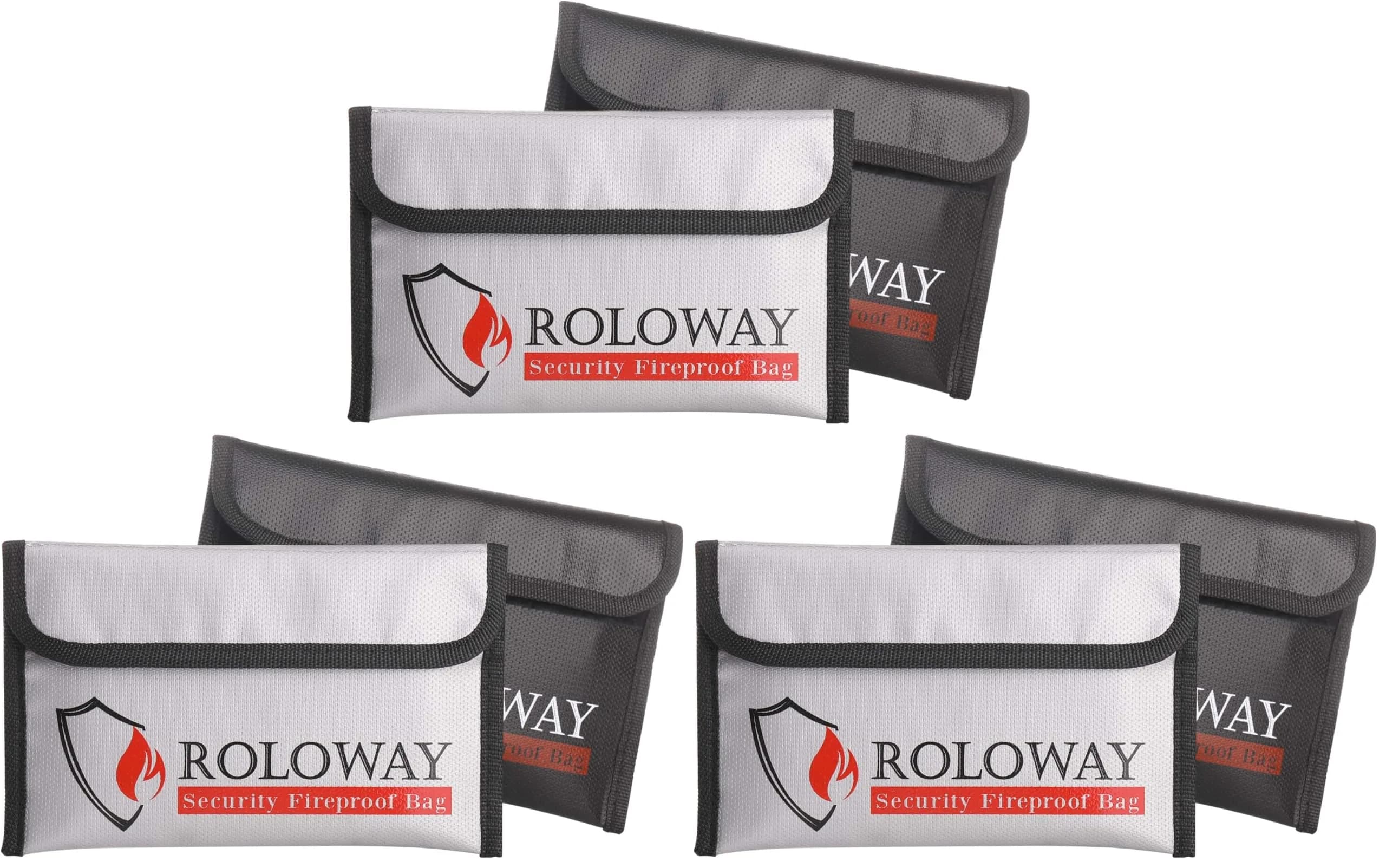 ROLOWAY Small 5 x 8 Inch Fireproof Money Bag (6-Pack) - Non-Itchy Heat Insulated Pouch - main product image